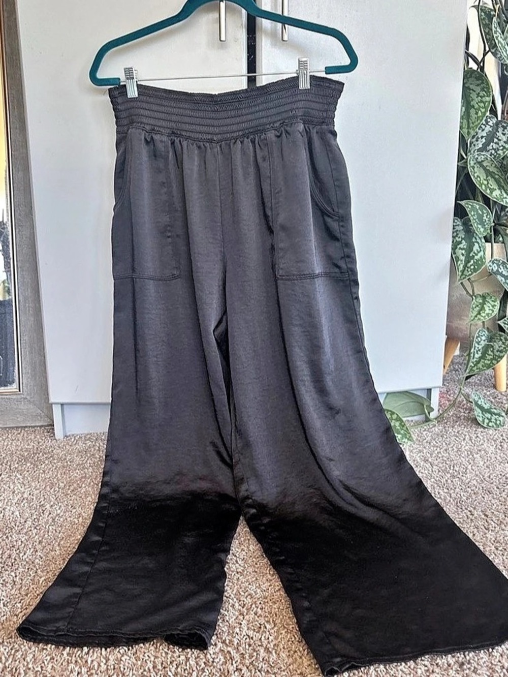 Simply Vera Wang Satin Wide-Leg Pull-On Pants Black XL